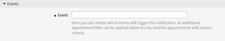 Appointment Notification Settings - Events