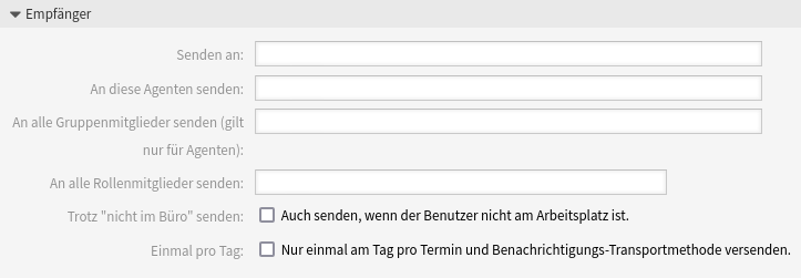 Terminbenachrichtigung-Einstellungen - Empfänger