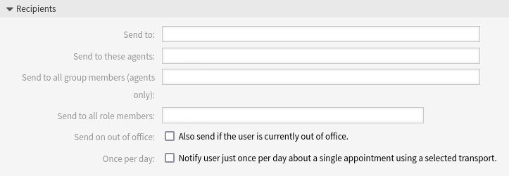 Appointment Notification Settings - Recipients