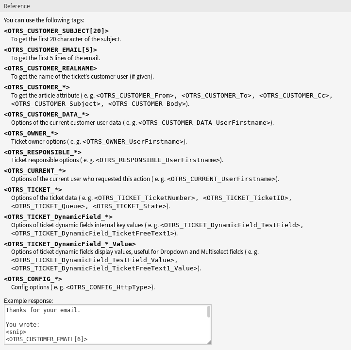 Auto Response Variables