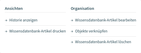 Aktionen der “Wissensdatenbank-Detailansicht”