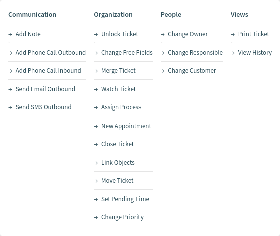 Ticket Detail View Actions