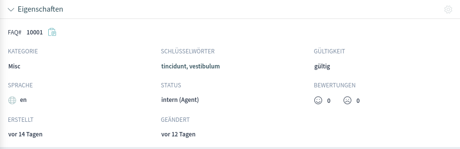 Widget „Eigenschaften“