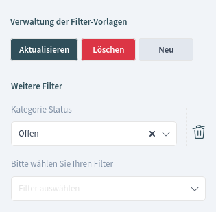 Voreinstellung für Business-Objekt-Listenfilter