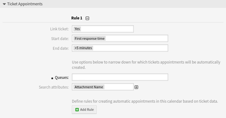 Kalendereinstellungen - Ticket-Termine