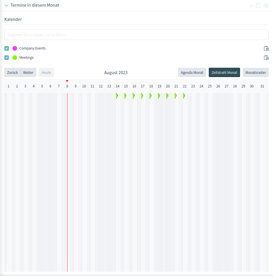 Widget “Termine in diesem Monat”