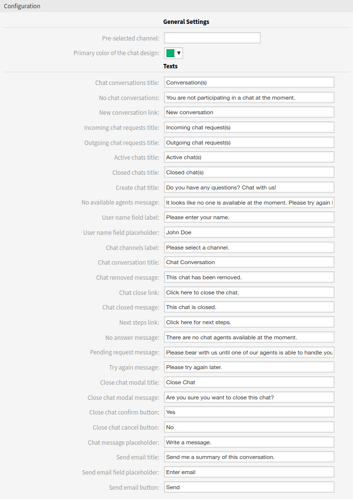 Konfiguration der Chat-Integration