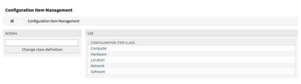 Configuration Item Management Screen