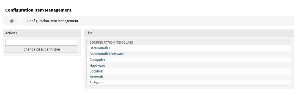 Configuration Item Management Screen