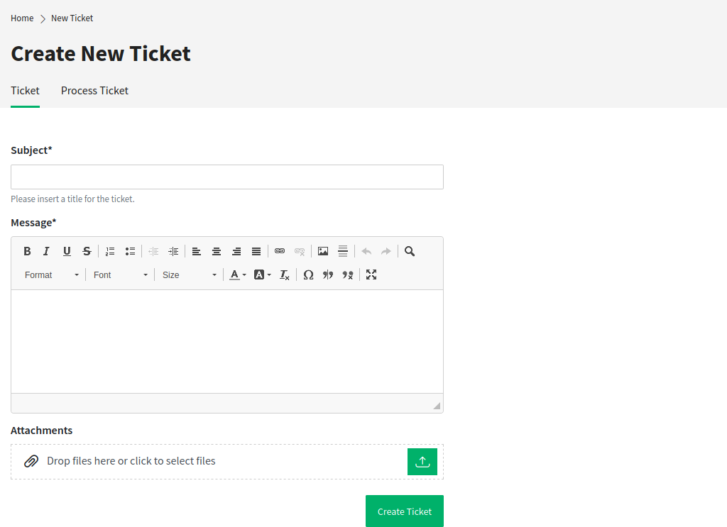 Create New Ticket