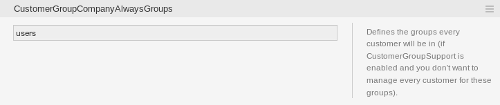 ``CustomerGroupCompanyAlwaysGroups`` System Configuration Screen