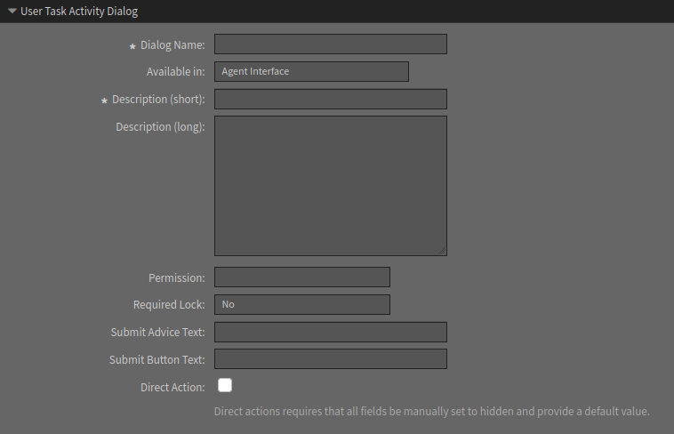 Edit User Task Activity Dialog Window