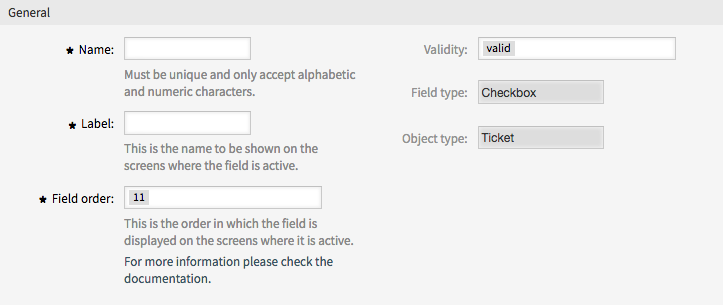 Create New Dynamic Field Screen