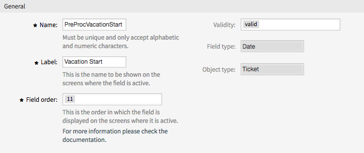 Edit Dynamic Field Screen