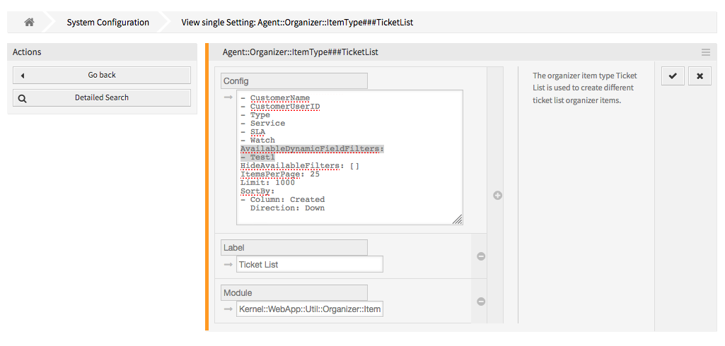 Add Dynamic Field Filter to Ticket List Configuration