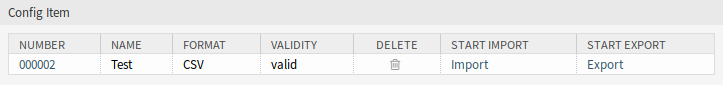 Delete Import/Export Template Screen