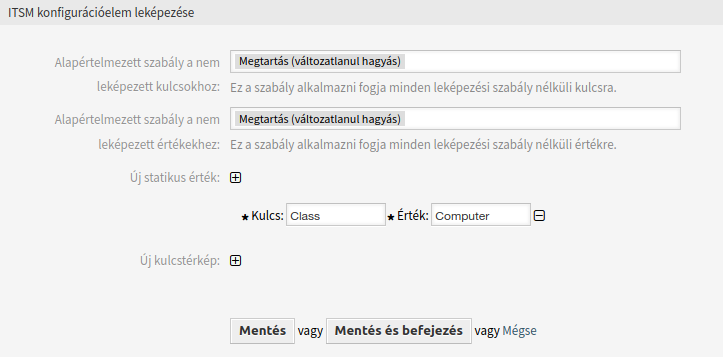 Az ``ITSM::ConfigItem`` statikus leképezése