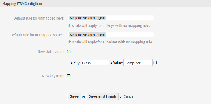 Statisches Mapping für ``ITSM::ConfigItem``