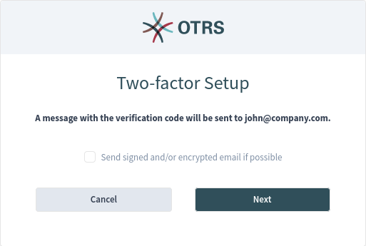 Zwei-Faktor-Setup für E-Mail