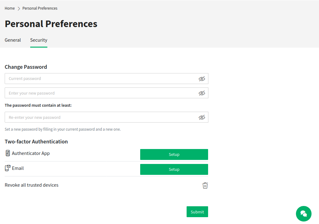 Personal Preferences - Security