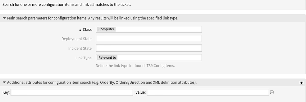 Process Management Module TicketLinkITSMConfigItem