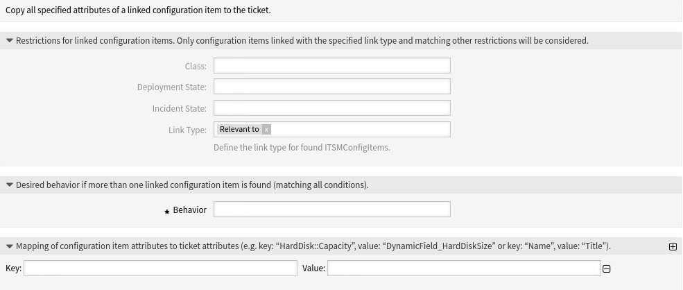 A TicketUpdateByLinkedCI folyamatkezelés-modul