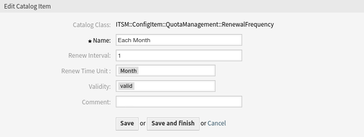 Quota Management Renewal Frequency