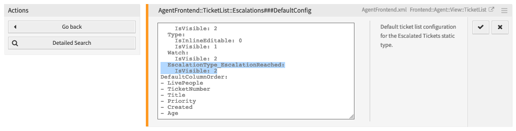 Add Advanced Escalation Column to *Escalated Tickets* Screen Configuration