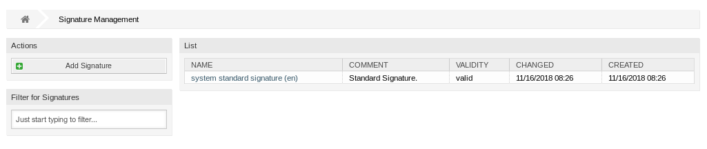 Signatur-Verwaltung