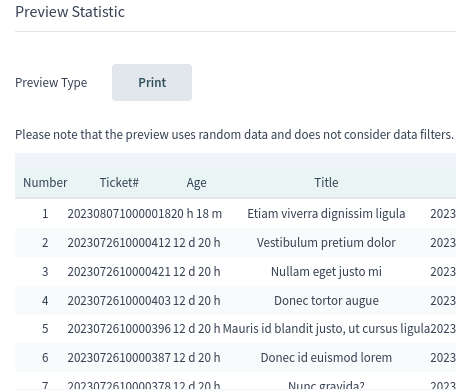 Preview Statistic Widget