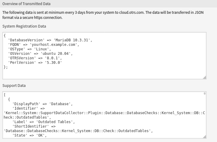 Overview of Transmitted Data Screen