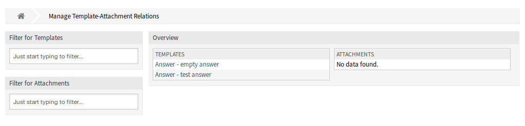 Manage Template-Attachment Relations