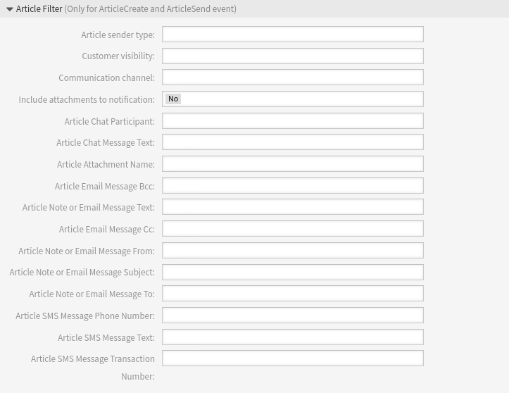 Ticket Notification Settings - Article Filter