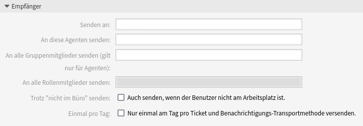 Ticket-Benachrichtigungseinstellungen - Empfänger