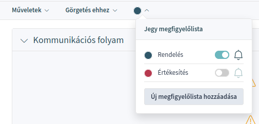 Megfigyelőlistához hozzáadott jegy