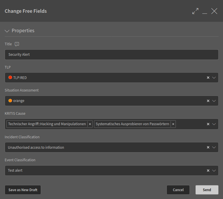 Dynamic Fields in Change Free Fields Action