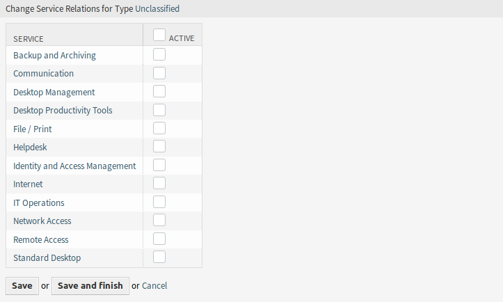 Change Service Relations for Type