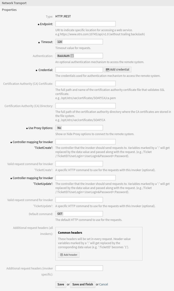 Web-Service-Einstellungen - OTRS als Requester - HTTP\:\:REST